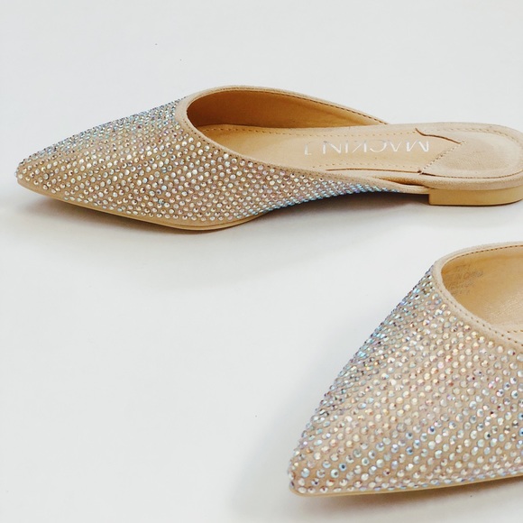🆕Devon Nude & Rhinestone Pointy Toe Mules Slides - Picture 5 of 8